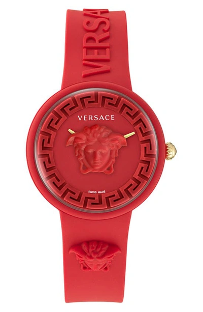 VERSACE MEDUSA POP SILICONE STRAP WATCH, 39MM