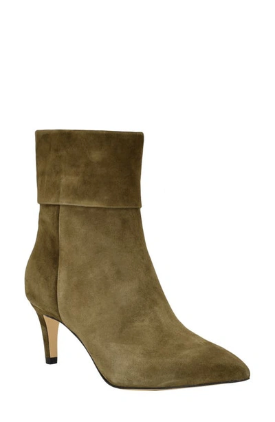 Calvin Klein Genteel Pointed Toe Bootie In Dark Green