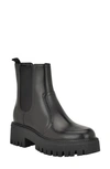 Calvin Klein Amina Womens Leather Block Heel Chelsea Boots In Black