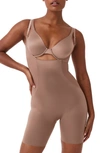 Spanx Open Bust Mid Thigh Bodysuit In Cafe Au Lait