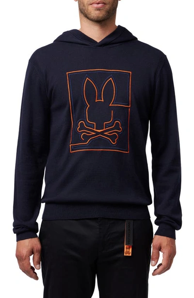 Psycho Bunny Chester Embroidered Hooded Sweater In Blue