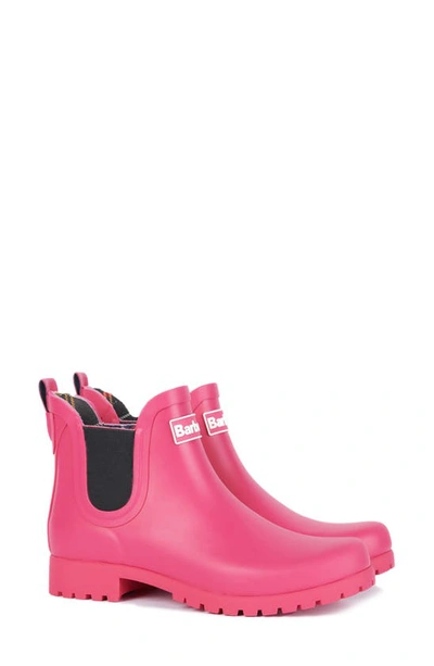 Barbour Wilton Chelsea Rain Boot In Pink Dahlia