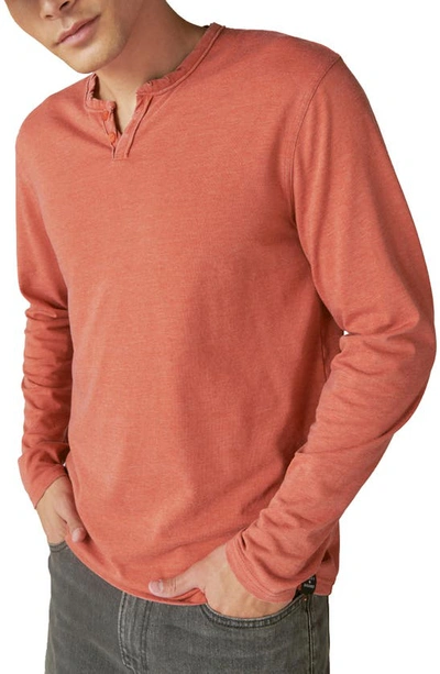 Lucky Brand Venice Burnout Cotton Blend Long Sleeve T-shirt In Autumn Glaze
