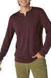 Lucky Brand Venice Burnout Cotton Blend Long Sleeve T-shirt In Wine Tasting