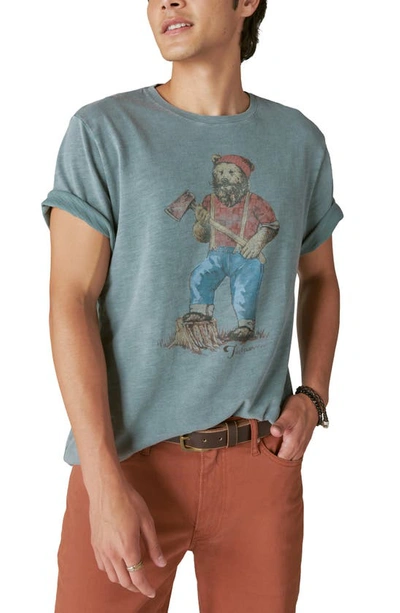 Lucky Brand Lumbear Jack Graphic T-shirt In Lead