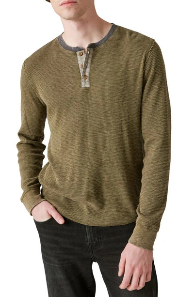 Lucky Brand Acid Wash Thermal Henley In Multi