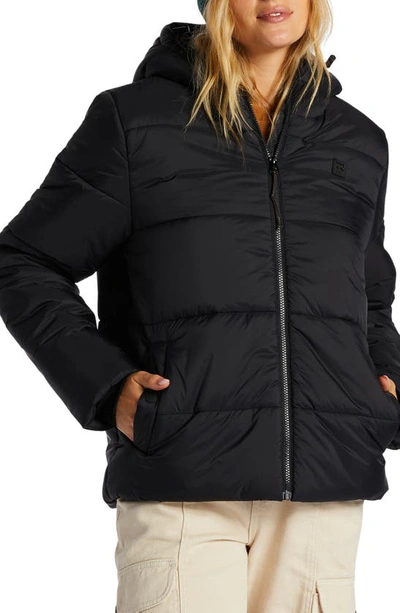 Billabong Transport Puffer Coat In Black