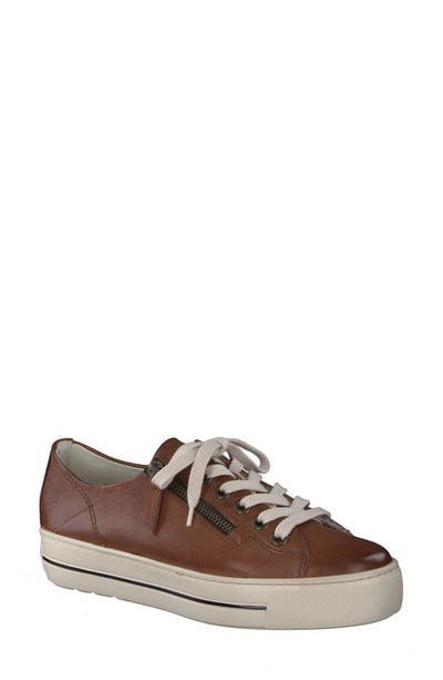 Paul Green Skylar Platform Sneaker In Cognac Leather