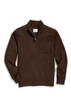 Billy Reid Double Knit Half-zip Pullover In Chocolate