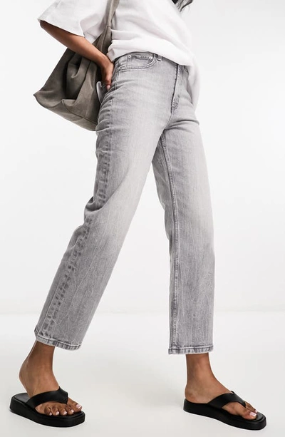 Asos Design Crop Straight Leg Jeans In Grey