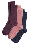 Stems Assorted 3-pack Rib Socks In Navy/ Rosa/ Mauve