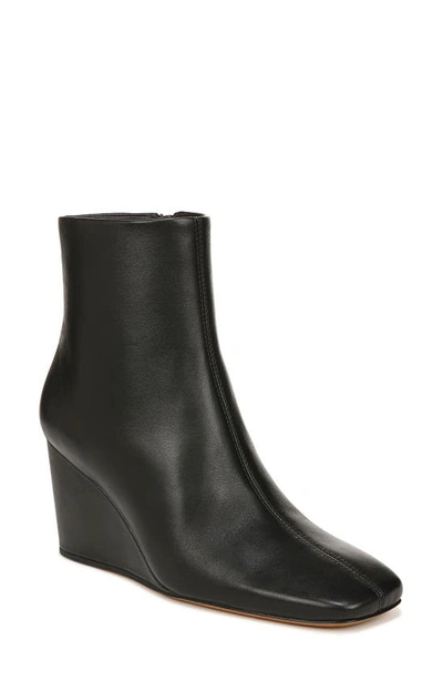 Vince Andy Leather Wedge Ankle Booties In Black