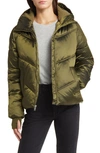 Ugg Ronney Water Resistant Crop Puffer Jacket In Burnt Olive