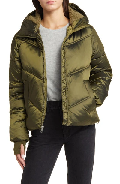 Ugg Ronney Water Resistant Crop Puffer Jacket In Burnt Olive
