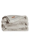 Unhide The Marshmallow 2.0 Medium Faux Fur Throw Blanket In Greige Goose