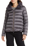 Save The Duck Mei Faux Fur Collar Puffer Jacket In Purple Smoke