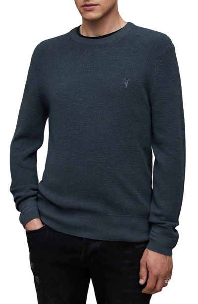 Allsaints Ivar Merino Wool Crewneck Sweater In Beetle Blue