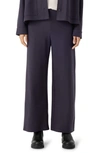 Eileen Fisher High Waist Wool Wide Leg Pants In Noctn