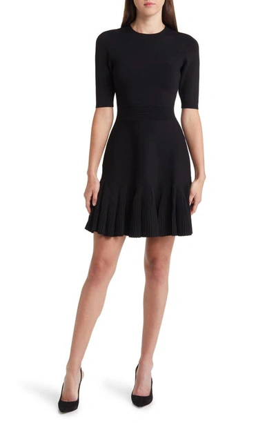 Ted Baker Womens Black Josafee Short-sleeve Stretch-knit Fit-and-flare Mini Dress