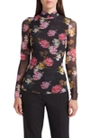 TED BAKER MALYEL FLORAL MESH TURTLENECK TOP