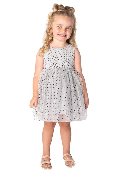 Popatu Babies' Polka Dot Tulle Fit & Flare Dress In White/ Black