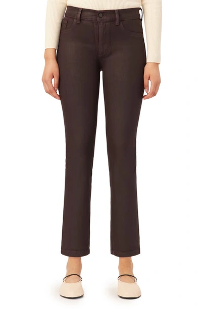 Dl1961 Mara Straight Mid-rise Ankle Jeans In Aubergine