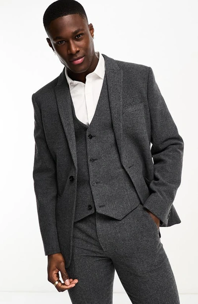 ASOS DESIGN SLIM FIT HERRINGBONE SUIT JACKET 