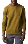 Billy Reid Dover Crewneck Sweatshirt With Leather Elbow Patches In Olive Drab