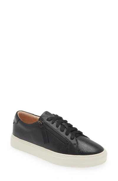 Frankie4 Billie Zip Sneaker In Black Reptile Embossed