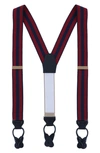 Trafalgar Balint Stripe Grosgrain Suspenders In Burgundy And Navy