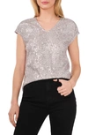 Vince Camuto Women's Sequined Dolman-sleeve V-neck Blouse In Silver
