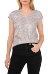 Vince Camuto Sequin Cap Sleeve Top In Silver