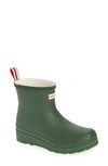 Hunter Play Short Faux Shearling Lined Waterproof Rain Boot In Green