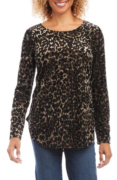 Karen Kane Leopard Burnout Long Sleeve Top In Multi