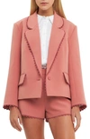 English Factory Rickrack Edge One-button Blazer In Dusty Rose