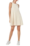 English Factory Women's Pleated A-line Knit Mini Dress In Ivory