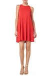 English Factory Pleated A-line Knit Minidress In Red