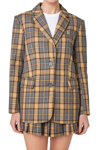 English Factory Plaid Blazer In Grey Multi