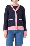 English Factory Contrast Cardigan In Blue/ Pink
