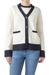 English Factory Contrast Cardigan In Blue
