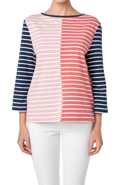 English Factory Stripe Colorblock Top In Pink Multi