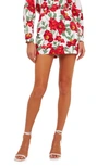 Endless Rose Women's Cotton Floral Print Mini Skort In White/red