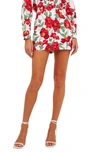 Endless Rose Women's Cotton Floral Print Mini Skort In White/ Red