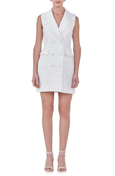 Endless Rose Women's Laced Sleeveless Blazer Mini Dress In White