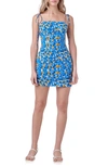 Endless Rose Women's Floral Print Textured Fitted Mini Dress In Blue