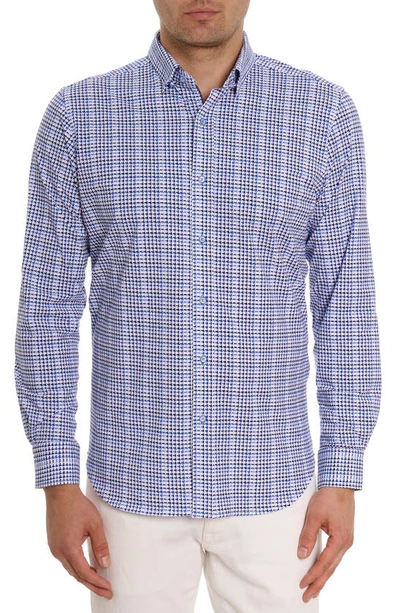 Robert Graham Rizzo Geometric Print Knit Button-up Shirt In Blue