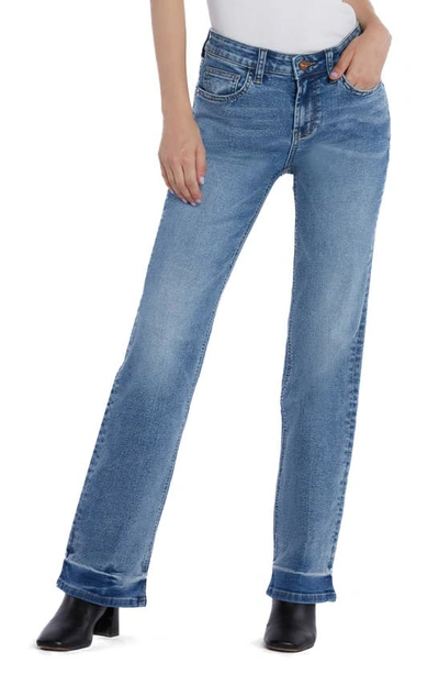 Hint Of Blu Mid Rise Boyfriend Jeans In Print Blue