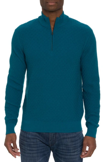 Shop Robert Graham Reisman Quarter Zip Pullover Sweater In Teal