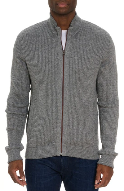 Robert Graham Taranto Rib Zip Cardigan In Light Grey