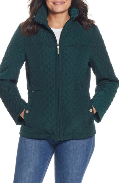 Gallery Quilted Stand Collar Jacket In Dark Hunter